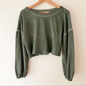 Anthro Saturday Sunday Cropped Green Pullover